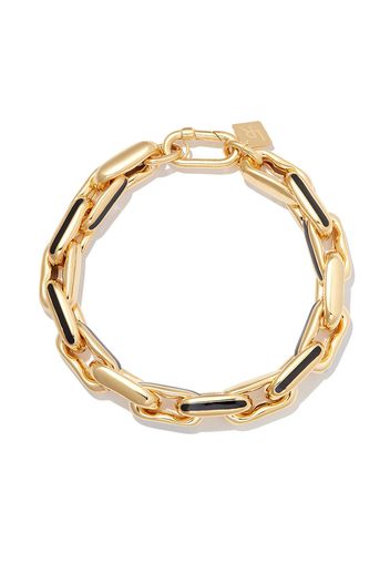 Lauren Rubinski 14kt yellow gold enamel-detail chain-link bracelet - Oro