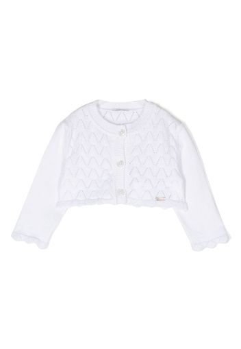 Le Bebé Enfant knitted perforated-detail cardigan - Bianco