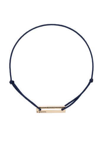 Le Gramme 25/10 18kt yellow gold cord bracelet with 1 line black diamonds - Blu