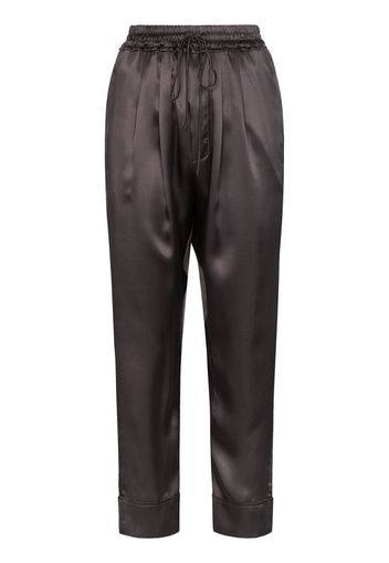 elasticated cropped silk trousers