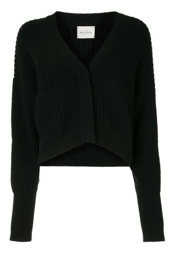 V-neck ribbed-knit cardigan