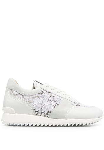Le Silla lace-embroidered leather sneakers - Bianco