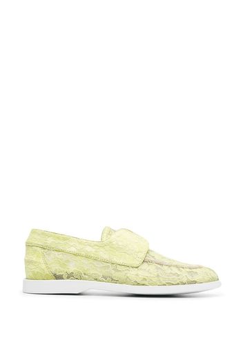 Le Silla Claire lace embroidered loafers - Verde