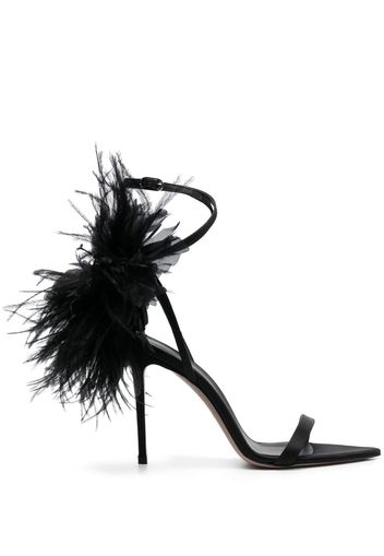 Le Silla Rose 110mm feather-detailing sandals - Nero