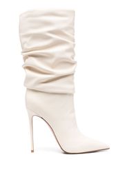 Le Silla 120mm ruched leather boots - Bianco