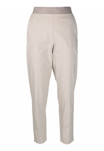 Le Tricot Perugia contrast-waist tapered trousers - Toni neutri