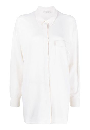 Le Tricot Perugia long-sleeve fine-knit shirt - Bianco