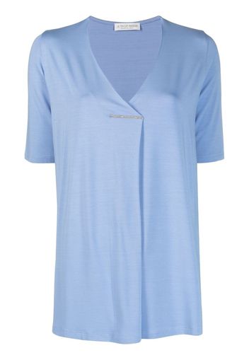 Le Tricot Perugia stitched-fold shortsleeved T-shirt - Blu