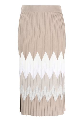 Le Tricot Perugia zigzag-print high-waisted skirt - Toni neutri