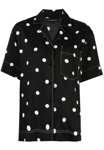 Lee Mathews Olive SS polka dot-print shirt - Nero