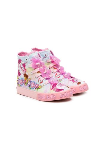 Lelli Kelly Unicorn rainbow-print beaded sneakers - Rosa