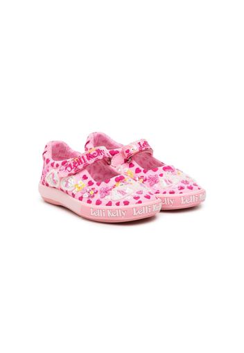 Lelli Kelly Dolly heart-print squinned ballerina shoes - Rosa