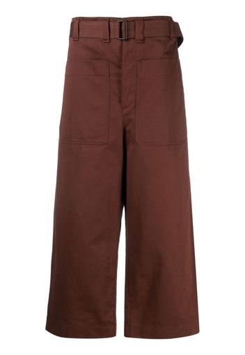 Lemaire wide-leg cotton-linen trousers - Marrone