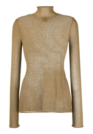 Lemaire semi-sheer ribbed silk jumper - Marrone