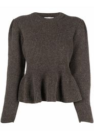 Lemaire ribbed-knit peplum-hem jumper - Marrone