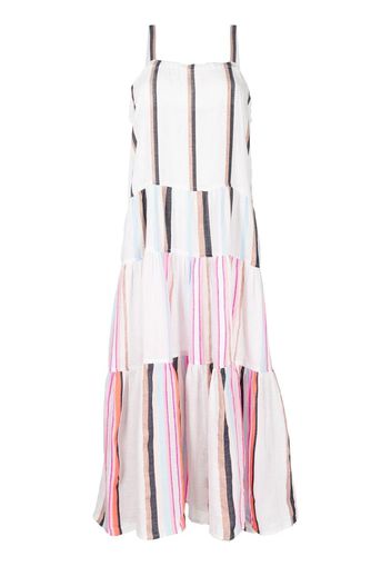 lemlem stripe-print tiered dress - Bianco