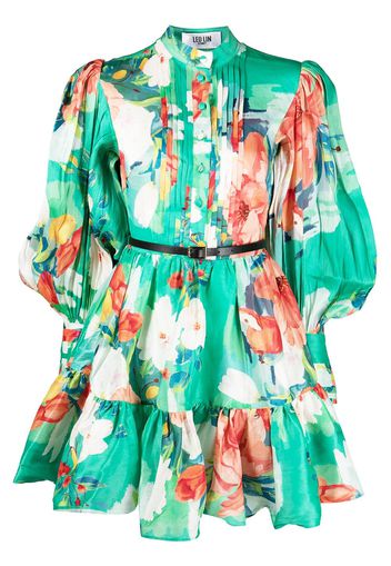 Leo Lin Florescence silk mini dress - Verde