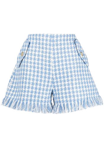 Leo Lin Shorts con frange in tweed - Blu