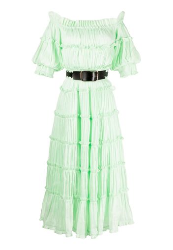 Leo Lin Rue off-shoulder tiered dress - Verde