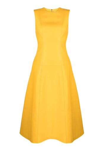 Leo Lin Antonia leather flared midi dress - Giallo