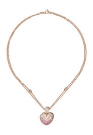 Collana con pendente Amore in oro rosa 18kt con diamanti e zaffiri