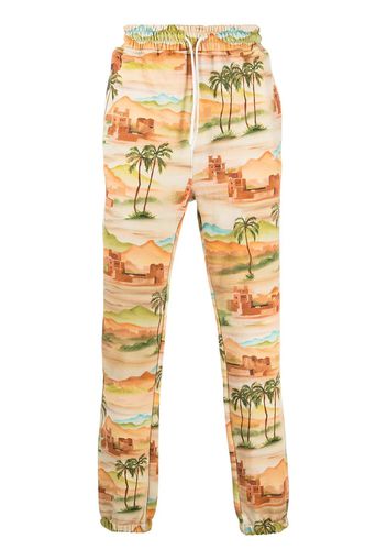 Les Benjamins landscape-print cotton joggers - Multicolore