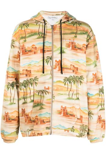 Les Benjamins graphic-print zip-up hoodie - Marrone