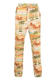 Les Benjamins landscape-print cotton joggers - Multicolore