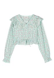 Les Coyotes De Paris strawberry-print organic cotton blouse - Blu