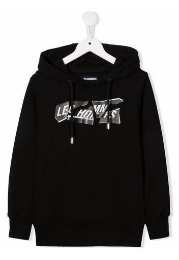 LES HOMMES KIDS logo-print hoodie - Nero