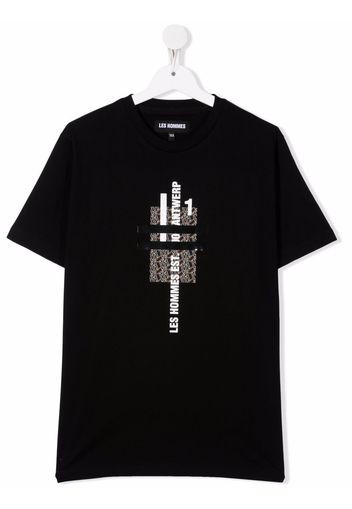 LES HOMMES KIDS TEEN logo-print cotton T-shirt - Nero