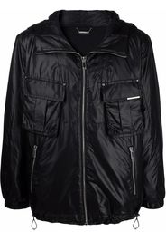 Les Hommes multi-pocket hooded jacket - Nero
