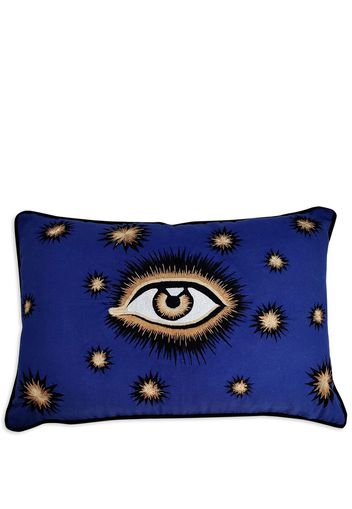 Les-Ottomans cotton eye-embroidered cushion - Blu