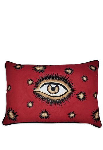 Les-Ottomans cotton eye-embroidered cushion - Rosso