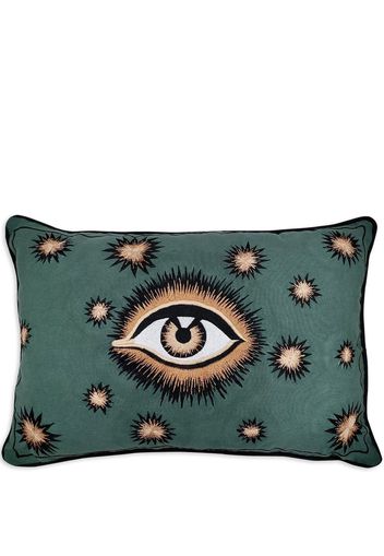 Les-Ottomans embroidered cushion with eye - Verde