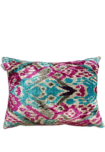 Les-Ottomans Ikat print velvet cushion - MULTICOLOR