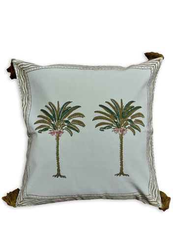 Les-Ottomans Palms hand-printed cushion - Blu