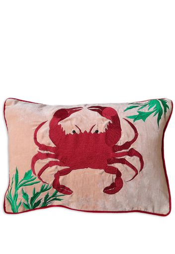 Les-Ottomans Crab embroidered cushion - Rosa