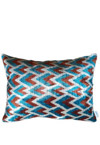 Les-Ottomans geometric-print velvet cushion - Blu