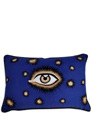 Les-Ottomans cotton eye-embroidered cushion - Blu