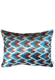 Les-Ottomans geometric-print velvet cushion - Blu