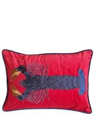 Les-Ottomans Lobster-embroidered linen cushion - Rosso