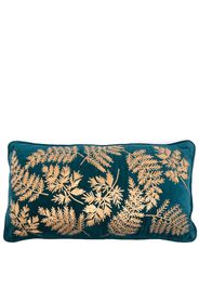 Les-Ottomans leaves-embroidered velvet cushion (30cm x 60cm) - Blu