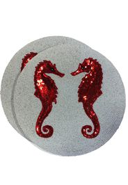 Les-Ottomans Set di 2 tovagliette Seahorse con perline - Grigio