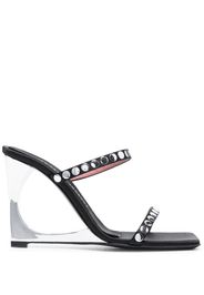 Les Petits Joueurs Lucas studded 105mm wedge sandals - Nero