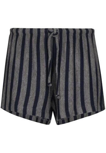 LESET Lori stripe-pattern drawstring shorts - Grigio