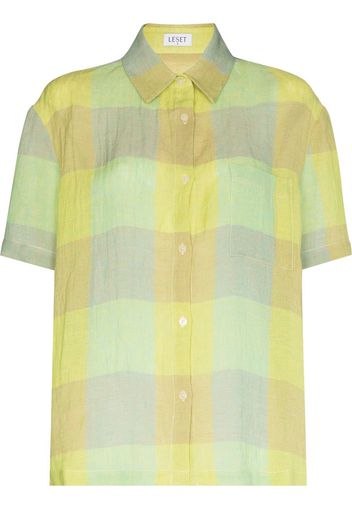 LESET Flora check-print oversized shirt - Giallo