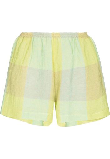 LESET Floral check-print shorts - Verde