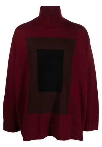 Levi's: Made & Crafted roll-neck graphic-knit jumper - Rosso