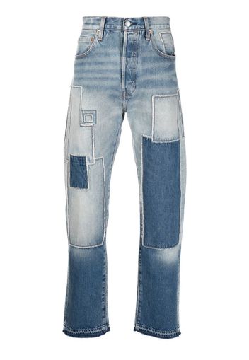 Levi's: Made & Crafted patchwork-design straight-leg jeans - Blu